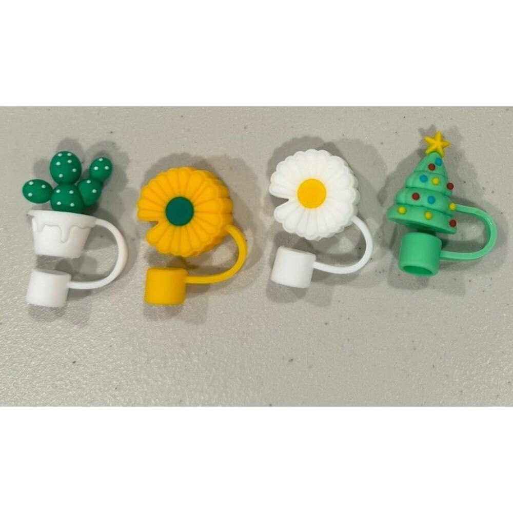 NEW Straw Toppers (16 Total): Cactus, Sunflowers, Christmas Tree - Favors, Gifts